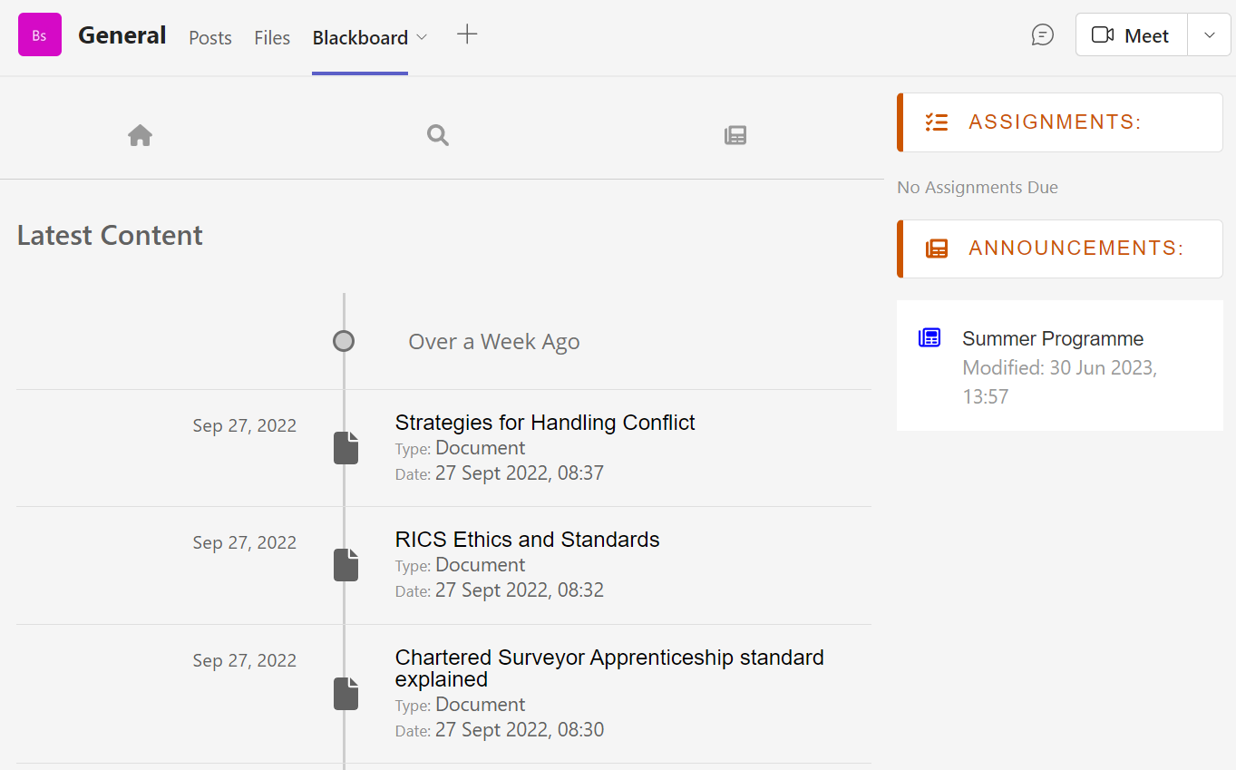 Blackboard Teams Guidance